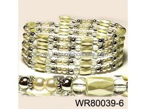 36inch Cream-colored Plastic ,Glass,Magnetic Wrap Bracelet Necklace All in One Set
